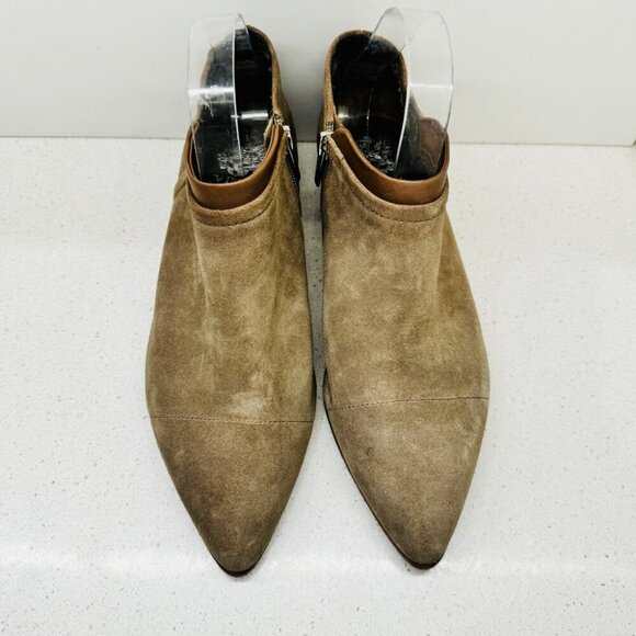 Vince Camuto Jody Bootie Ankle Boots Olive Tan Genuine Leather Sz 9 *Flaw Lining - Picture 6 of 16
